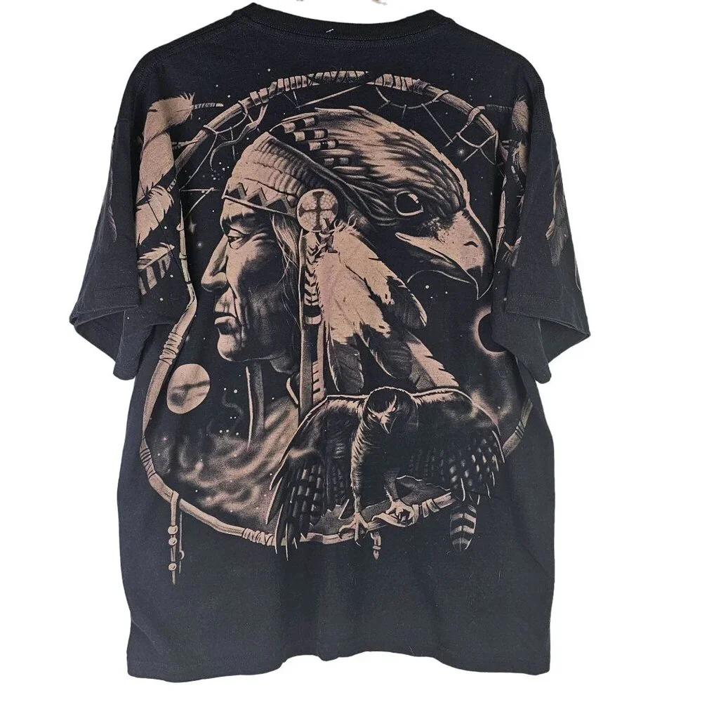 Liquid Blue Native American Wolf Eagle Dreamcatcher All Over Tee, XL - Picture 4 of 6